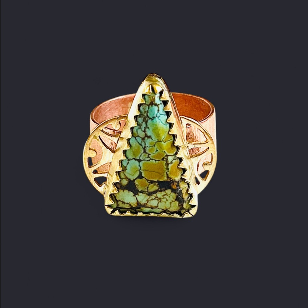 Treasure Mountain Turquoise + Mixed Metal Ring (7.5)